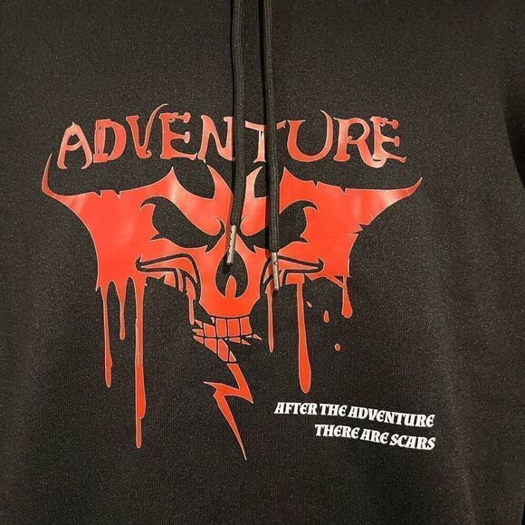After The Adventure There Are Scars Black & Red Hoodie Men’s XL - Picture 3 of 5